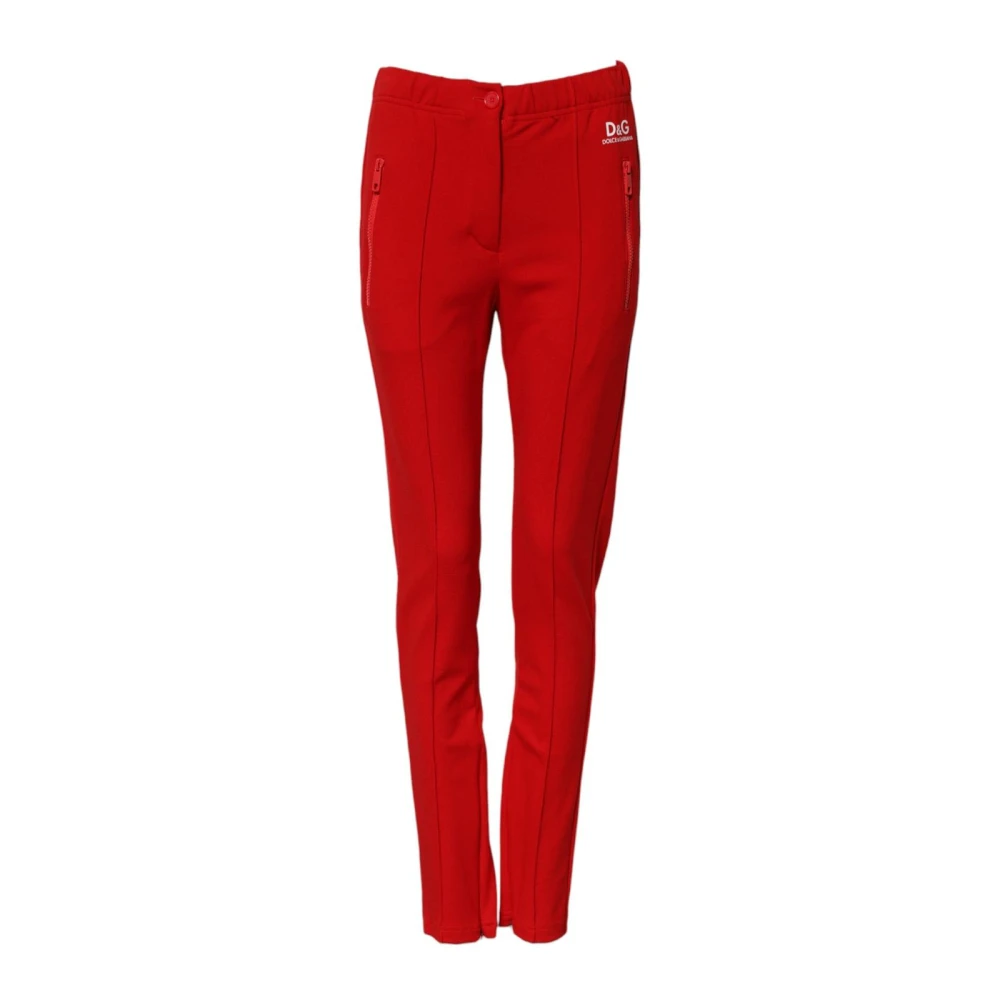Red Slim Fit Jogging Pants with Zipper Pocket - Dolce & Gabbana - Modalova