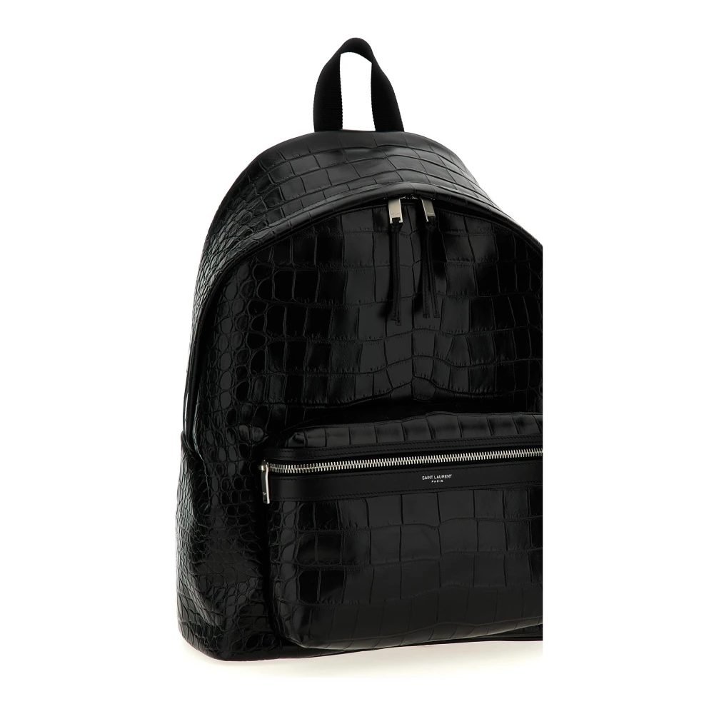 Saint Laurent Zwarte leren schoudertas met rits Black Heren