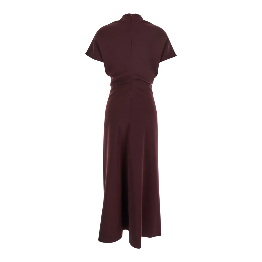 Plain Units Bordeaux High Neck Cady Jurk Red Dames