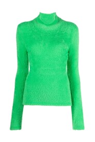 Zielony Bukiet Mock-Neck Sweter