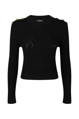 pull-noir-a-cotes-avec-boutons-dores
