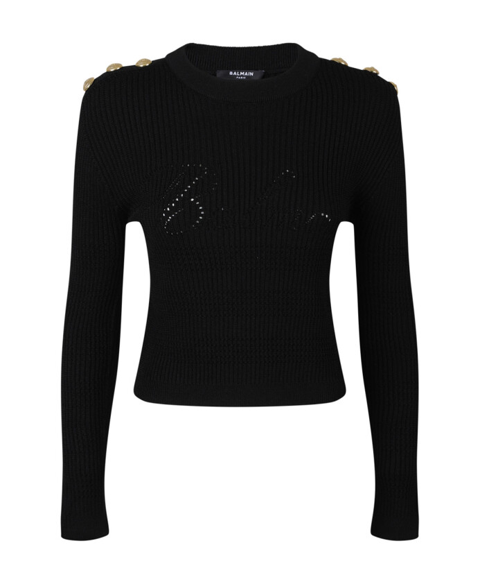 pull-noir-a-cotes-avec-boutons-dores