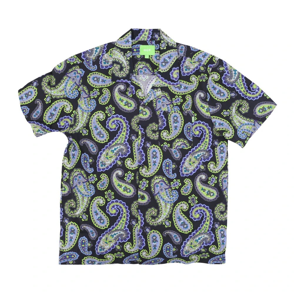 Huf Men's Multicolor Paisley Woven Short Sleeve Shirt Black - Short Sleeve Shirts - L - Shirts