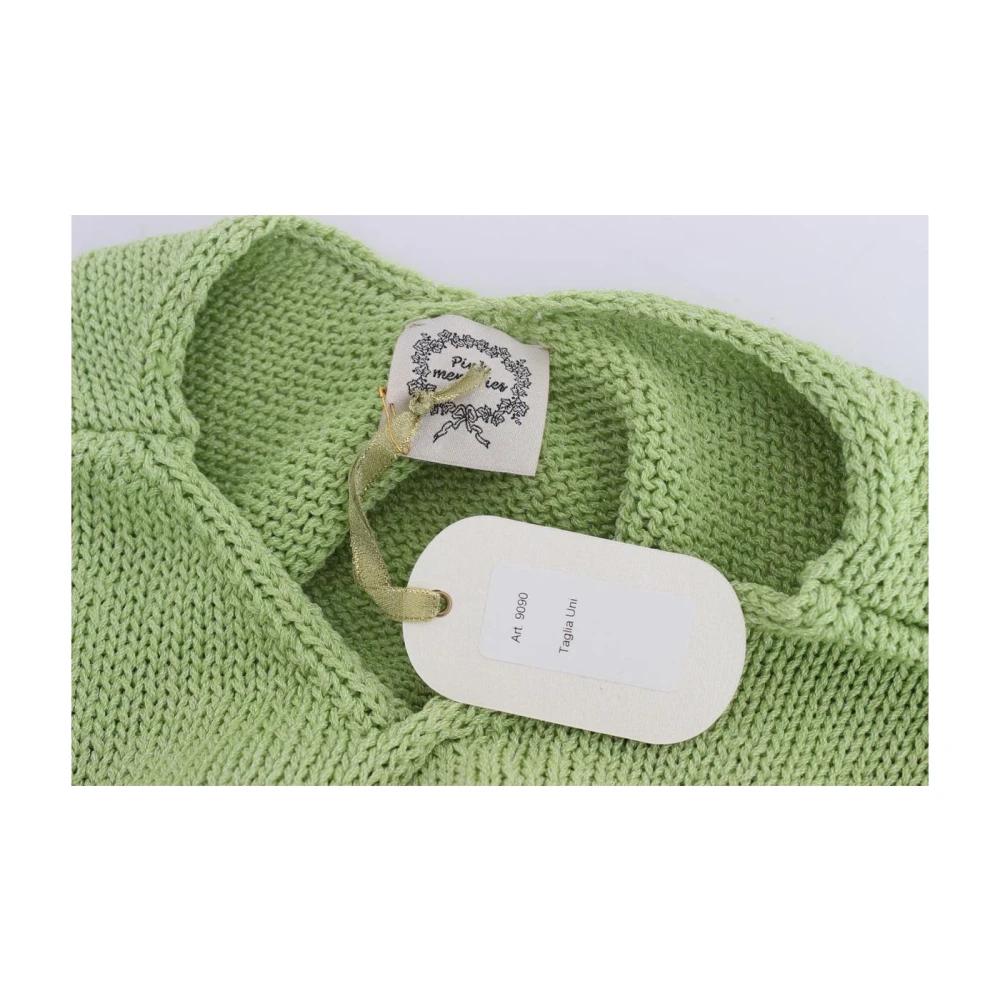 Pink Memories Groene Gebreide V-hals Trui Green Dames