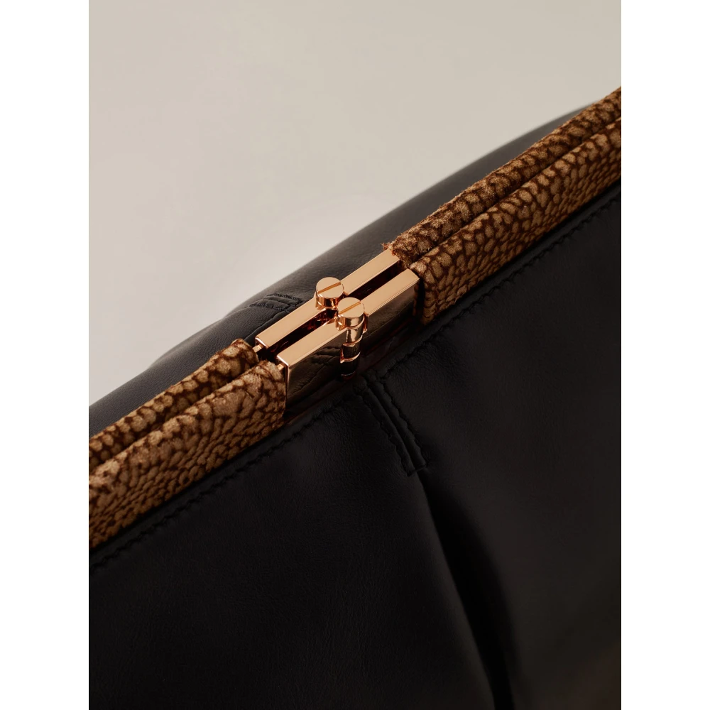 Borbonese Zwart Natuurlijk Leren Handtas Black Dames