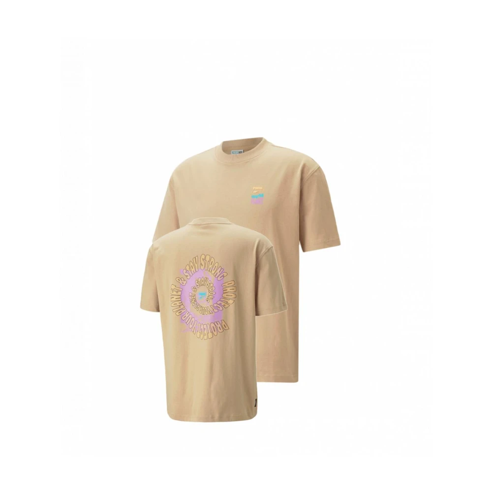 Puma Grafisch Katoenen T-shirt Beige Heren