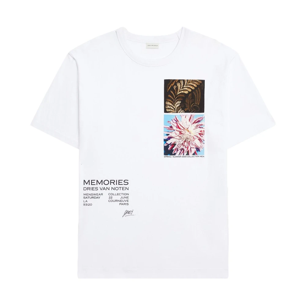 Dries Van Noten Wit Grafisch Print Crew Neck T-shirt White Heren