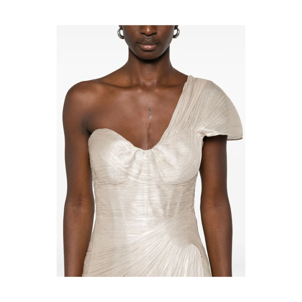 Maria Lucia Hohan Goudkleurige Zijden One-Shoulder Jurk Yellow Dames