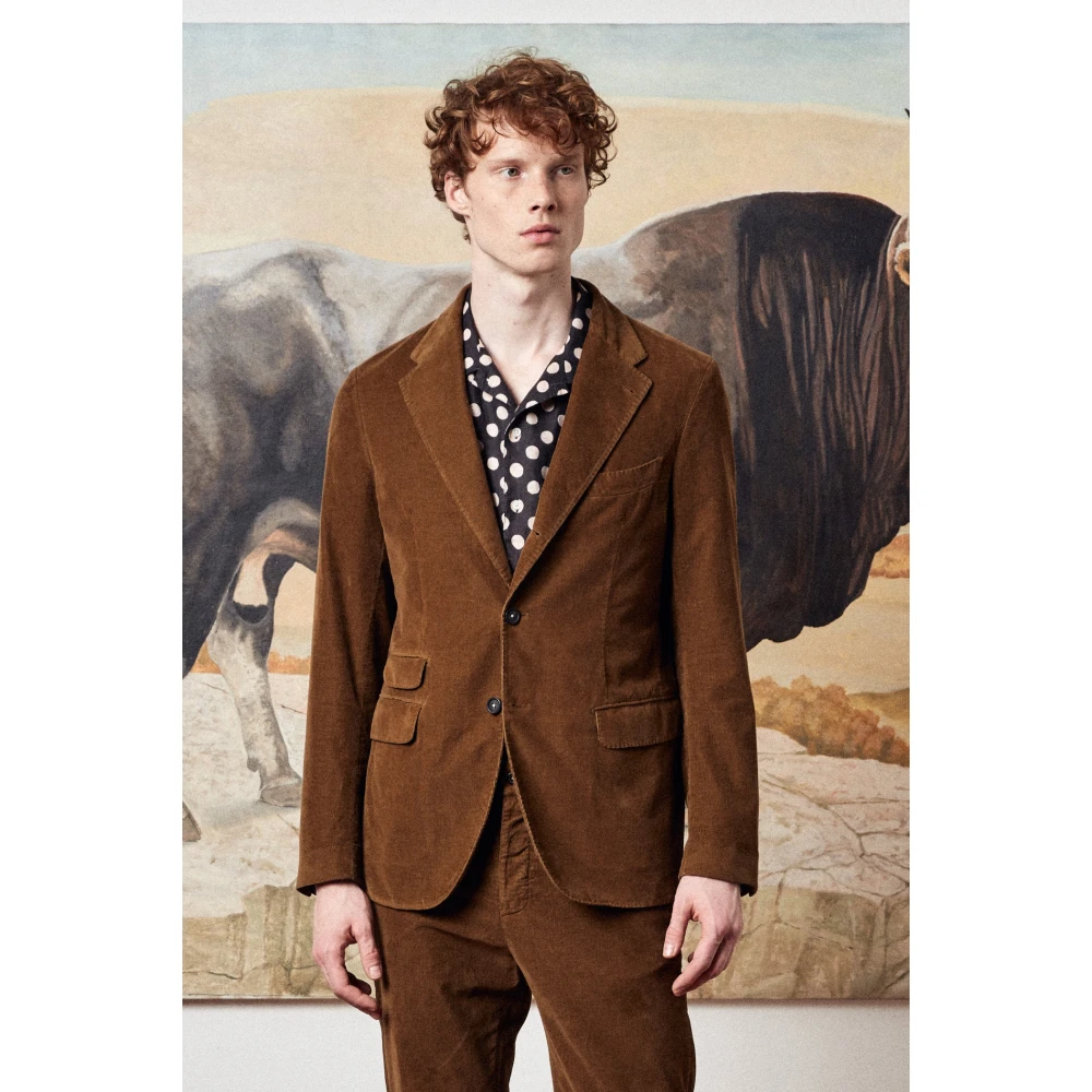 Massimo Alba Deconstructed Suit met Drie-Knoop Jas Brown Heren