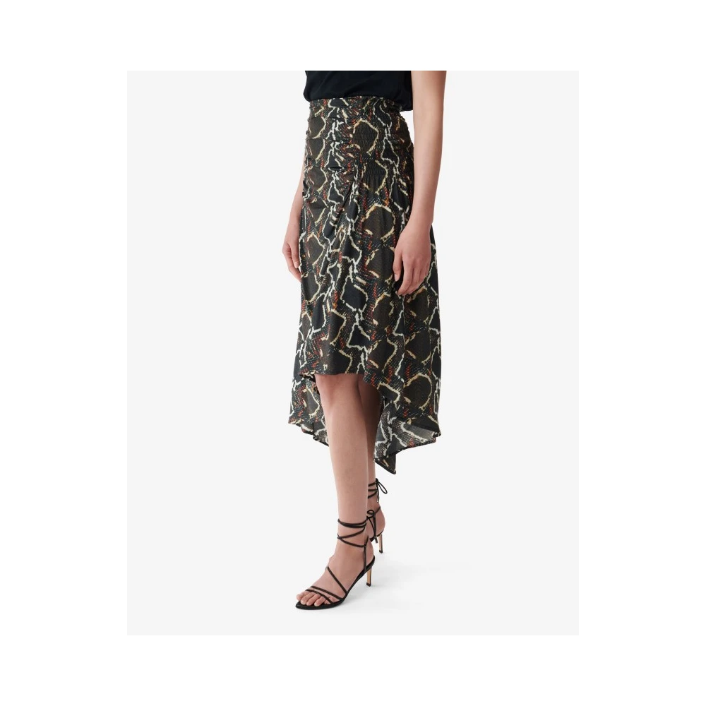 IRO Python Print Zijden Midi Rok Brown Dames