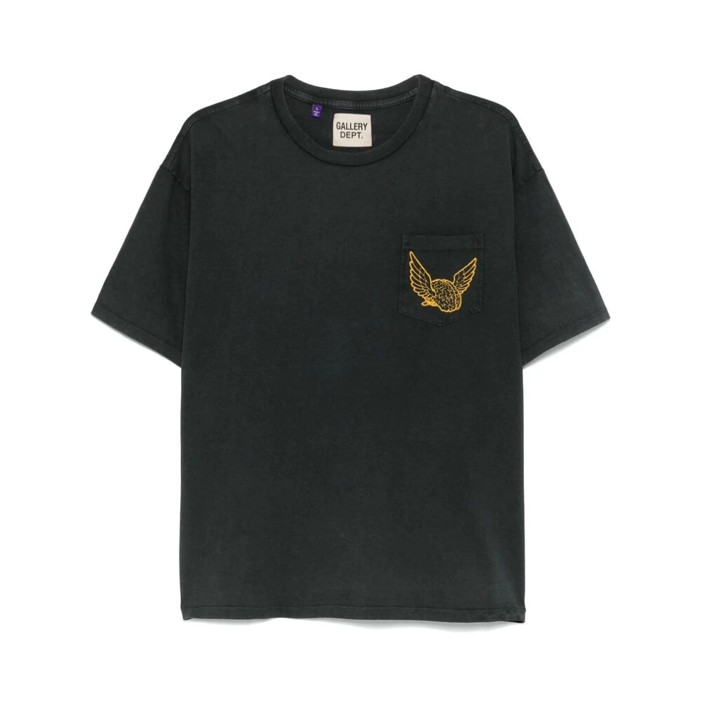 Gallery Dept. Zwarte Crew Neck T-shirt met Borstzak Black Heren