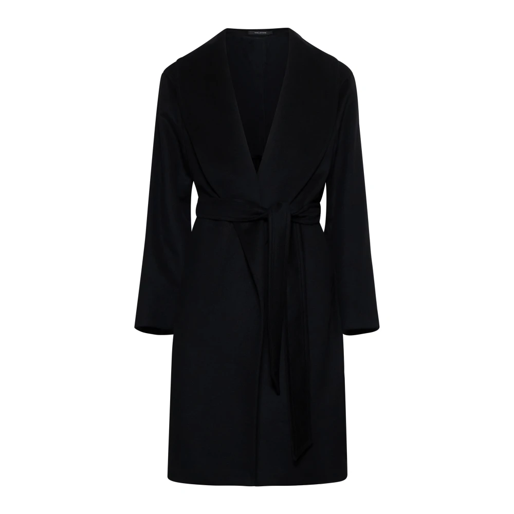 Tagliatore Zwarte wollen jas met sjaalkraag Black Heren