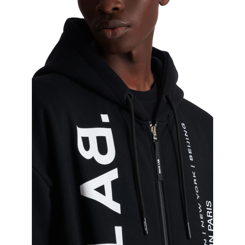 Balmain Main Lab Zipped Hoodie Black Heren
