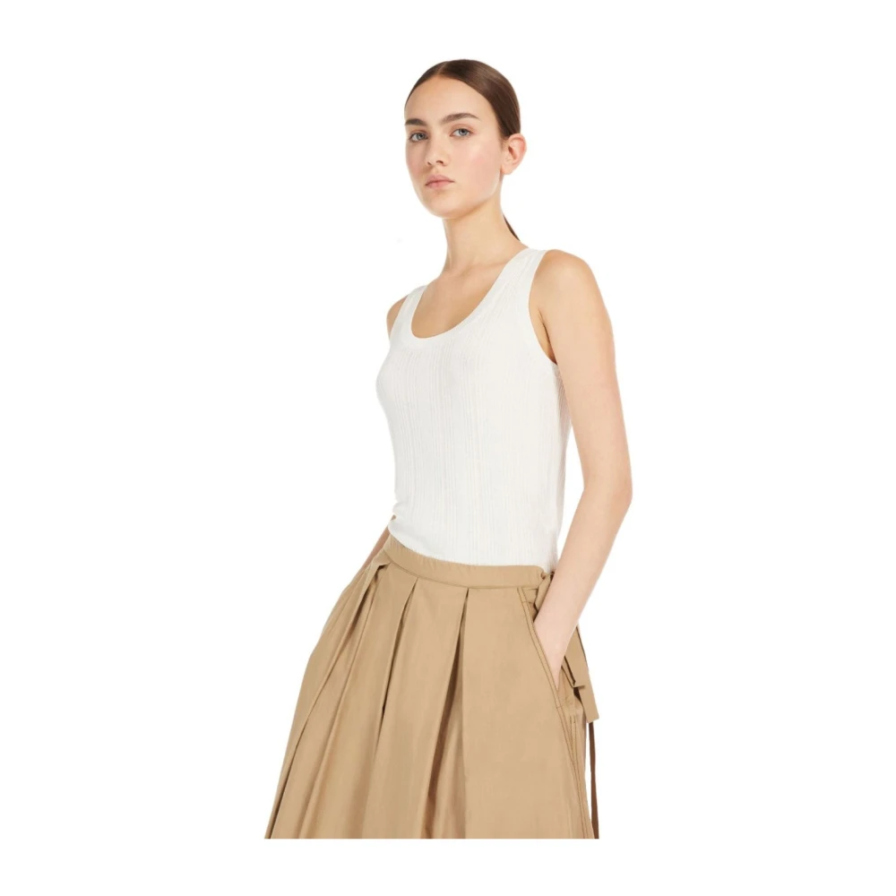 Max Mara Weekend Witte Geribbelde Ceylon Top White Dames