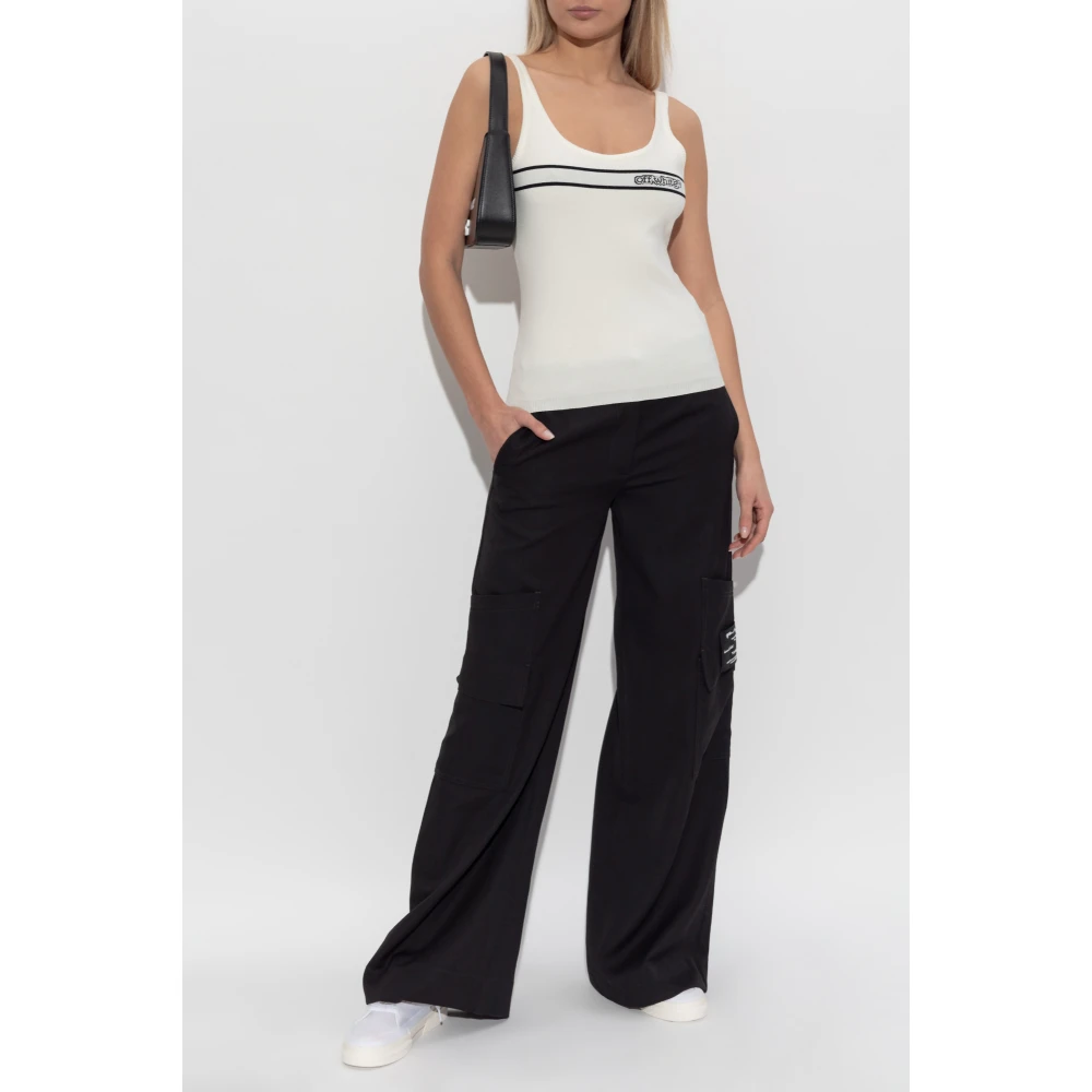 Off White Top met logo White Dames