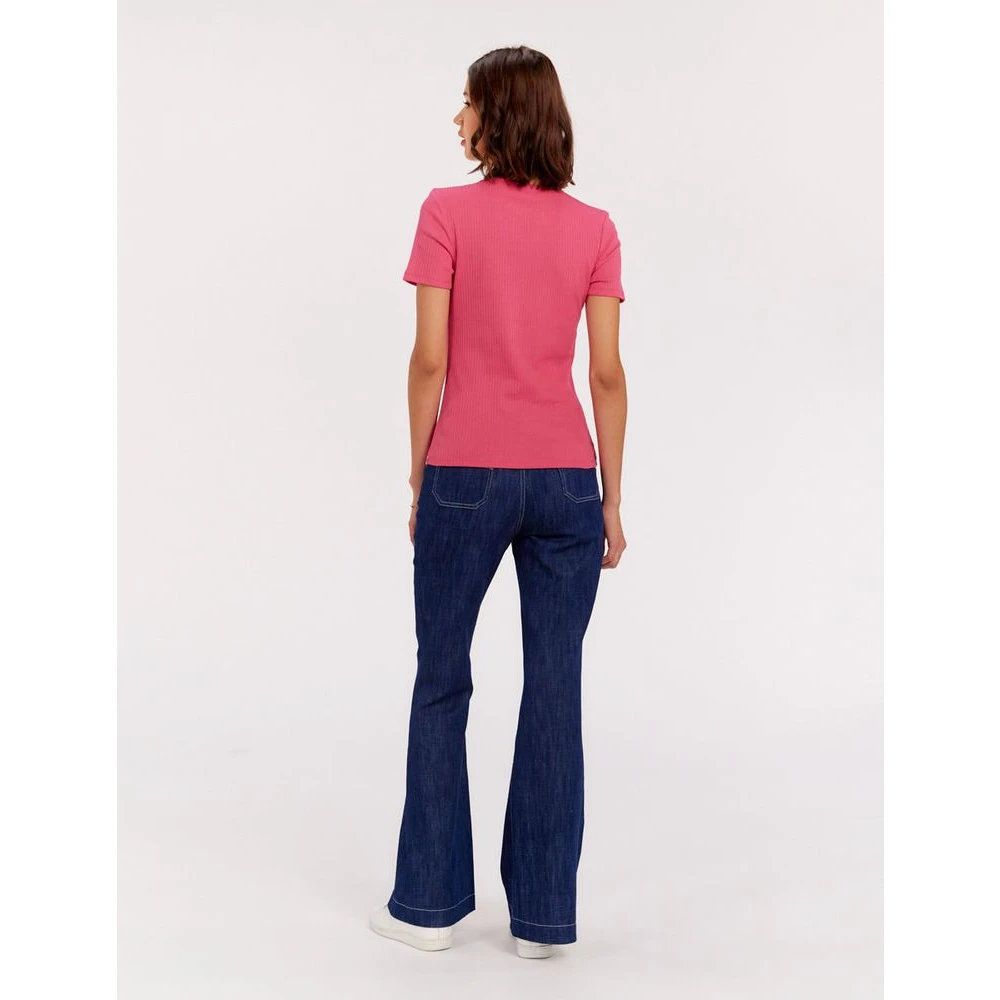 Ines De La Fressange Paris Geribbeld T-shirt in Ella-stijl Pink Dames