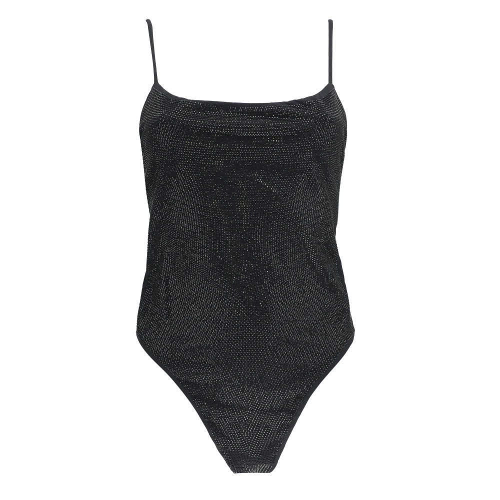 Saint Barth Svart Monokini med Strassmönster Black, Dam