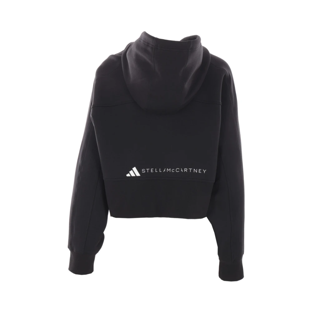 adidas by stella mccartney Zwarte Cropped Hoodie Sweater Black Dames
