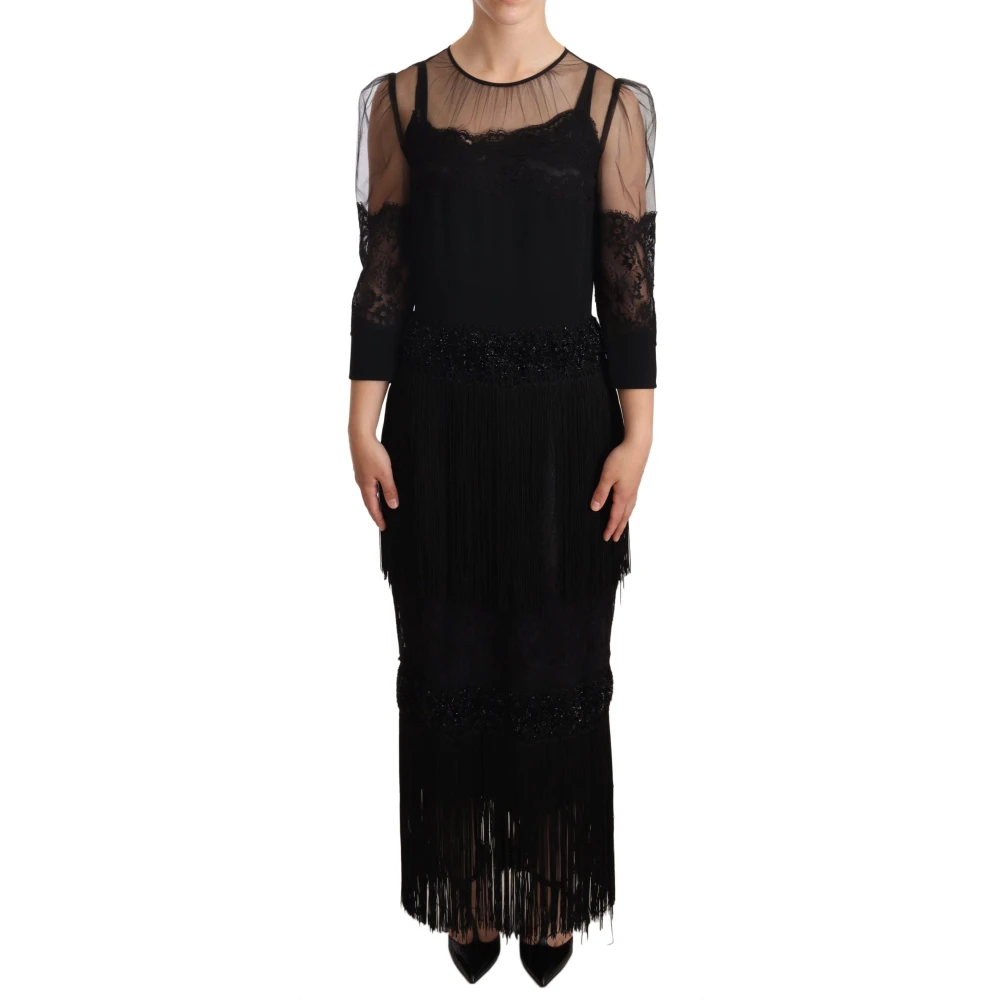 Dolce & Gabbana Vrouw Zwart Kleedjes Dames, L, Maxi Kleedjes