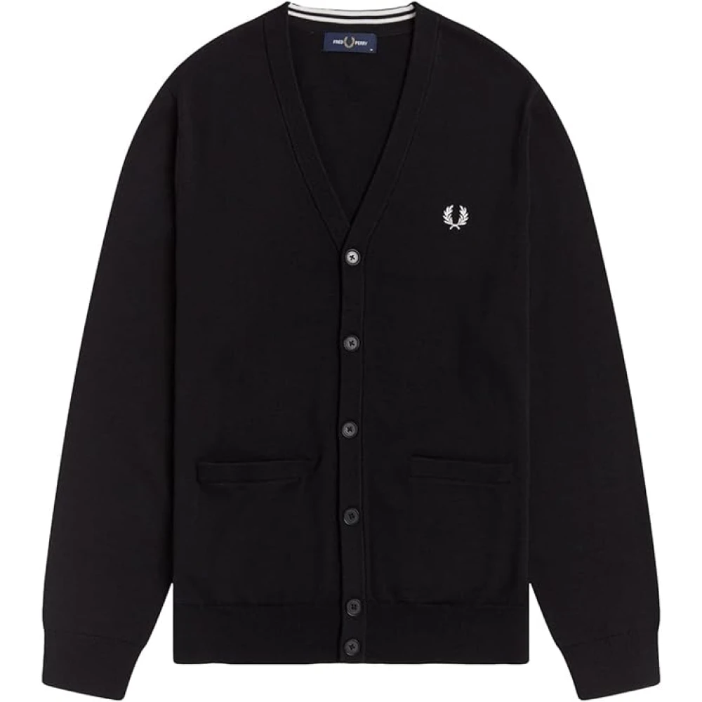 Fred Perry Merino Bomull Klassisk Kofta Svart Black, Herr