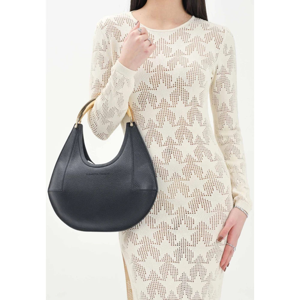 Elisabetta Franchi Zwarte handtas met gouden metalen handvat Black Dames