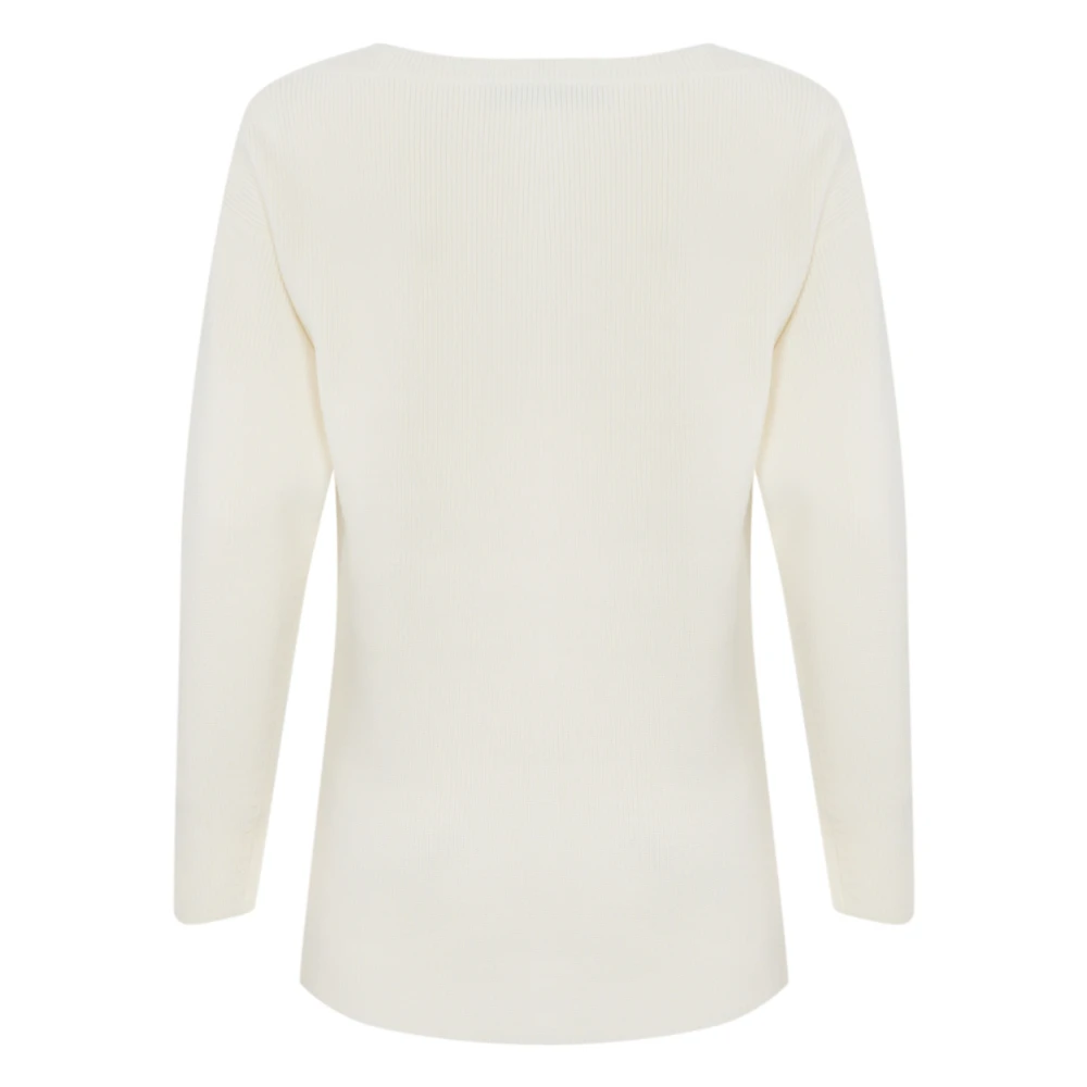 Elisabetta Franchi Ivoor Viscose Trui met Cut-Out Beige Dames