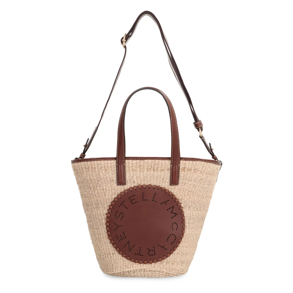 Stella Mccartney Geweven Raffia Tote Tas met Kunstleren Details Beige Dames