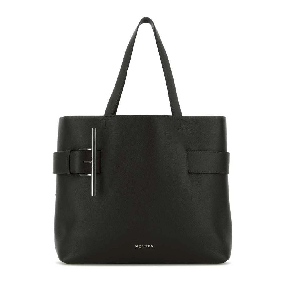 Alexander mcqueen Zwarte leren T-Bar winkeltas Black Dames