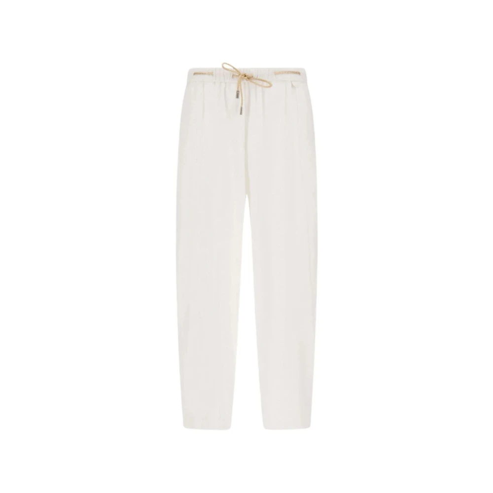 Herno Vrouw Wit Broeken Dames, S, Leer, Cropped Broeken