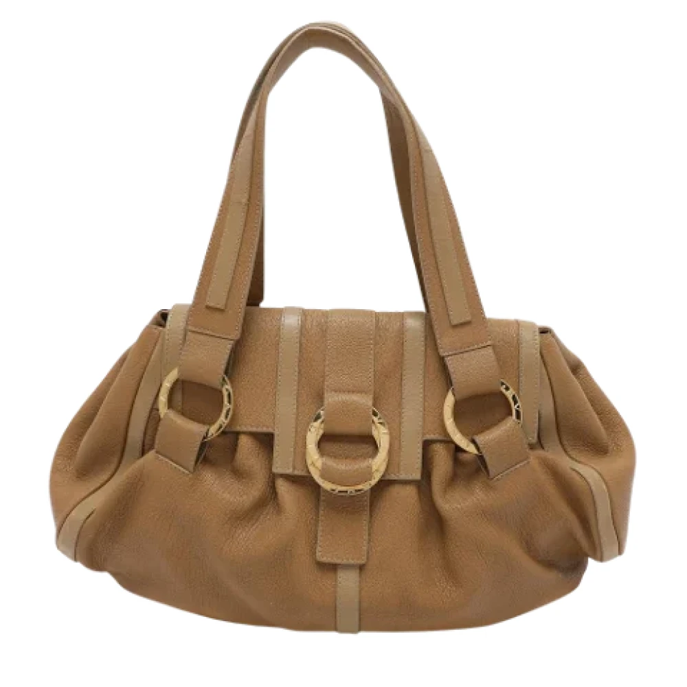 Bvlgari Vintage Pre-owned Leather shoulder-bags Beige Dames