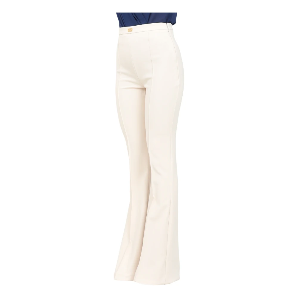 Elisabetta Franchi Elegante Witte Flared Broek Lente Zomer Yellow Dames