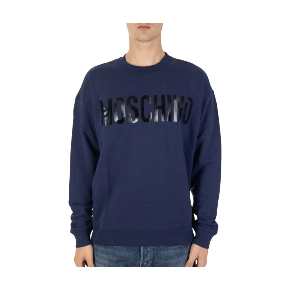 Moschino Blauwe Logo Print Sweater Blue Heren