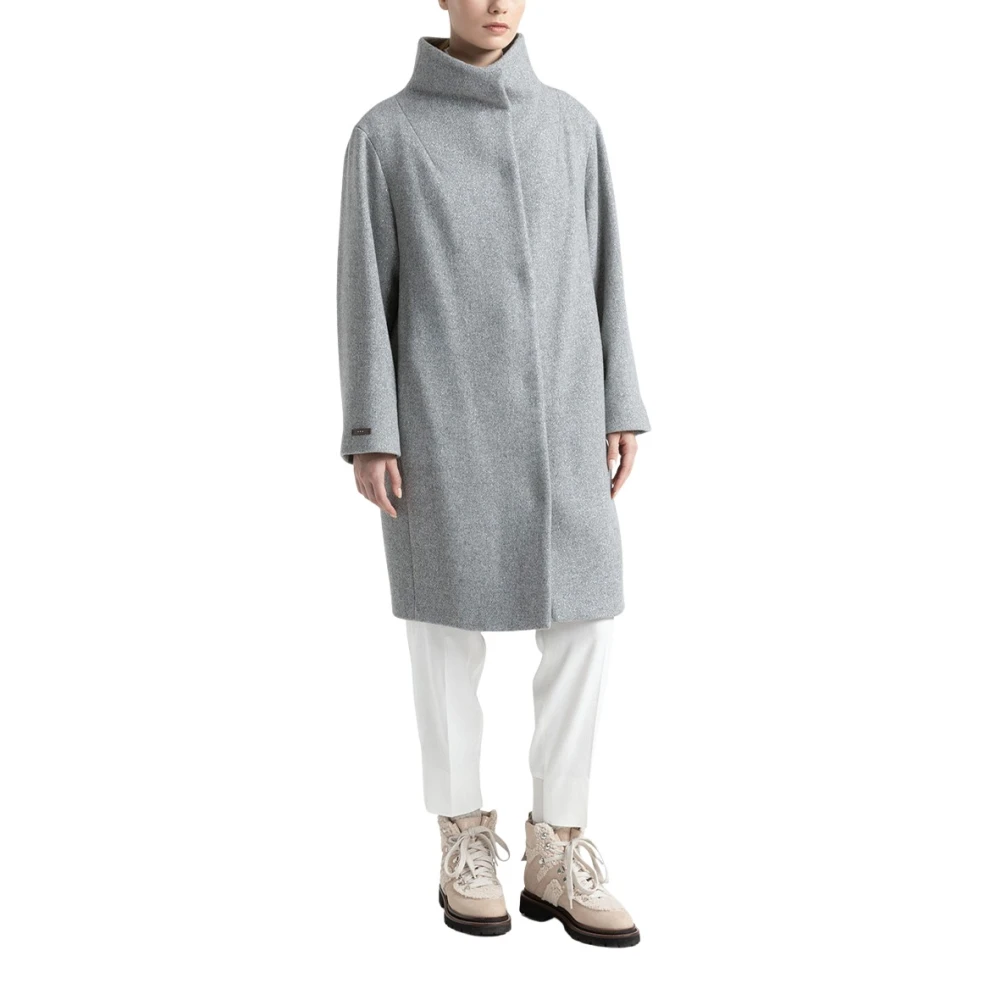 PESERICO Wollen en lurex jas met hoge kraag Gray Dames