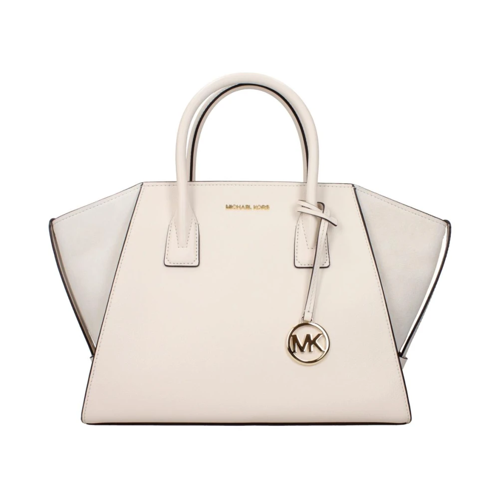 Michael Kors Women's Beige Luxury Leather Handbag With Front Logo