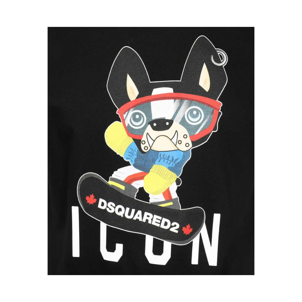 Dsquared2 Zwart Logo Bedrukt T-Shirt Black Heren