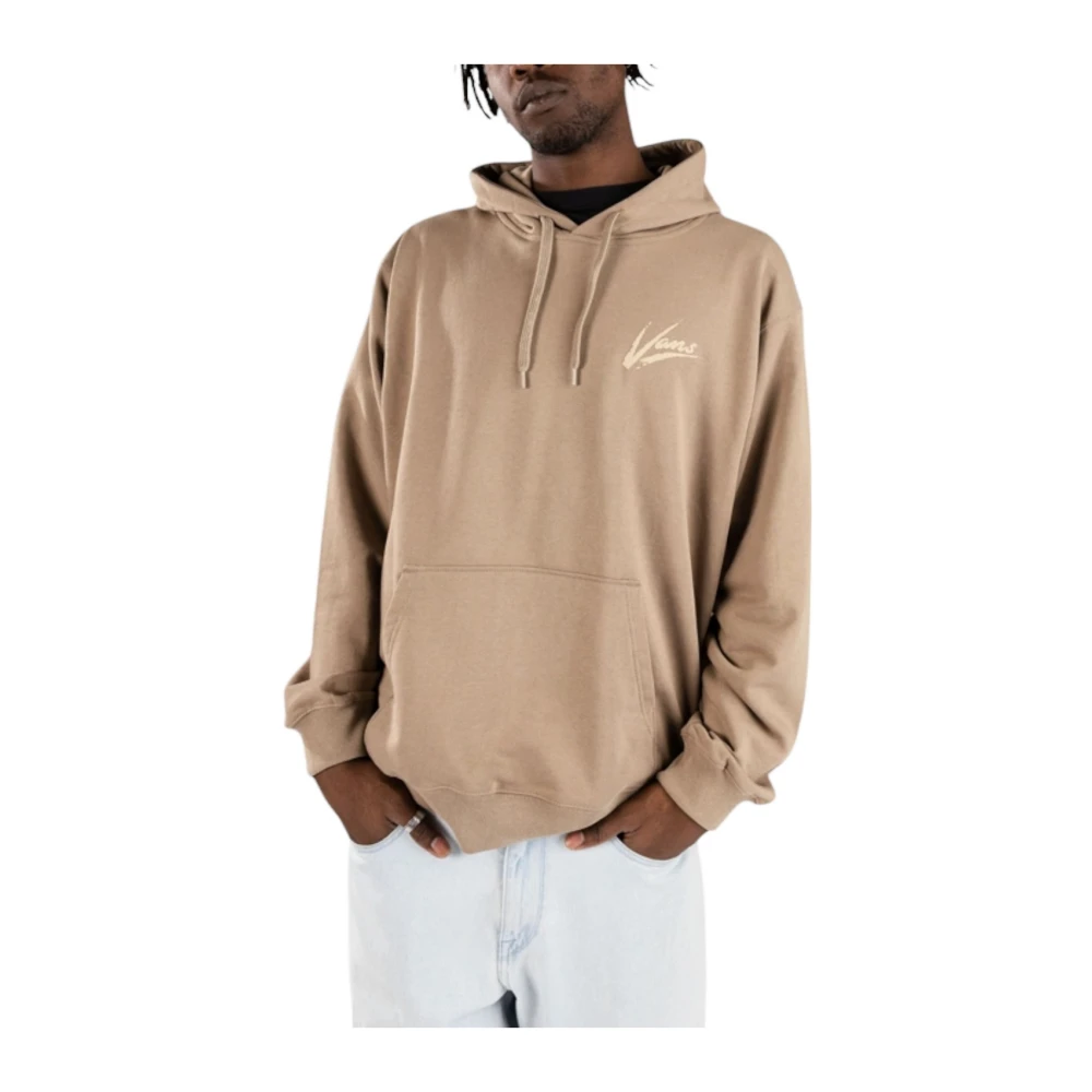 Vans Hoodie met voorzak en logo Beige Heren
