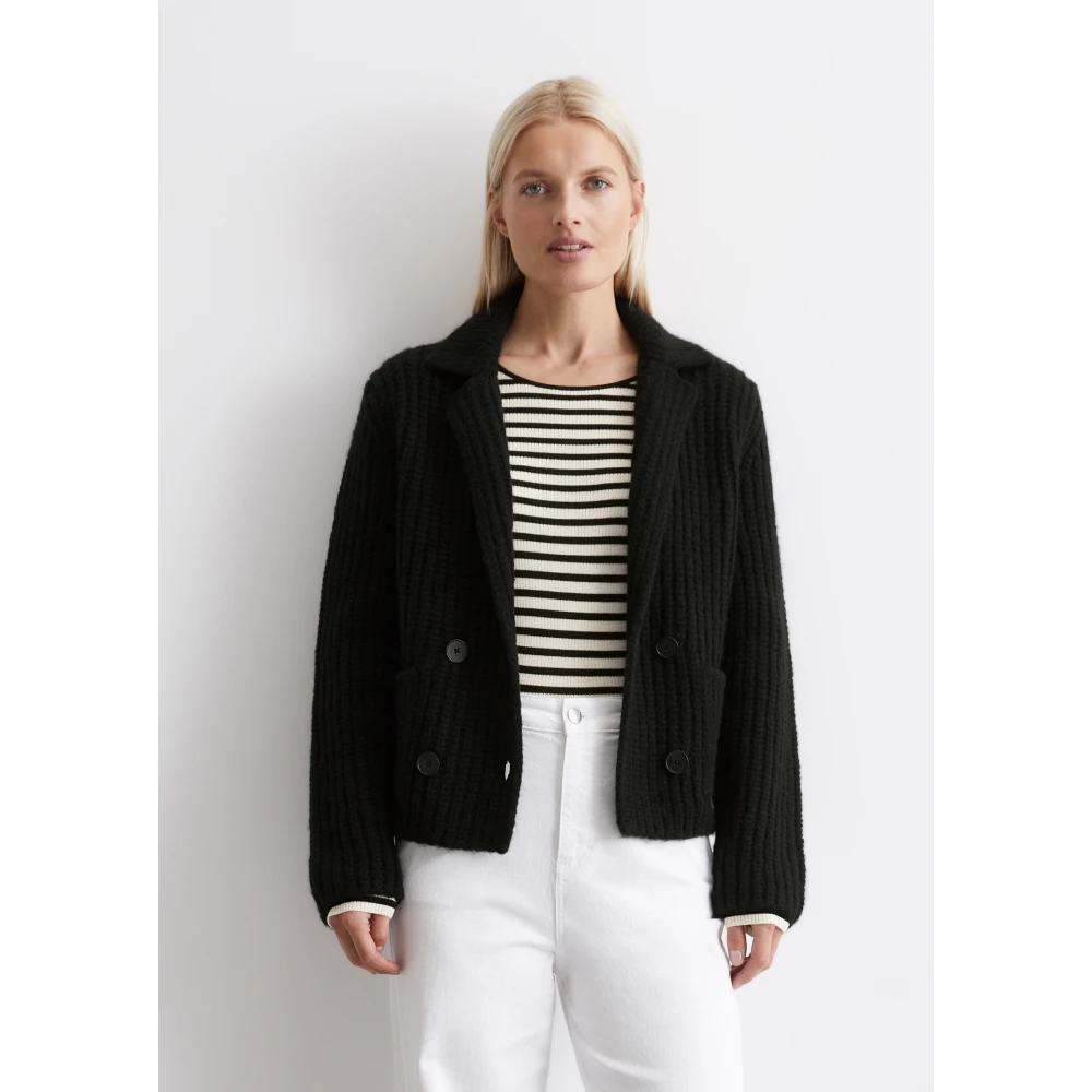 Marc O'Polo Chunky lapel cardigan relaxed Blue Dames