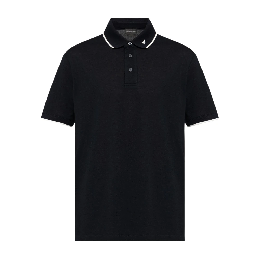 Emporio Armani Blå Polo Skjorta Logo Broderad Blue, Herr