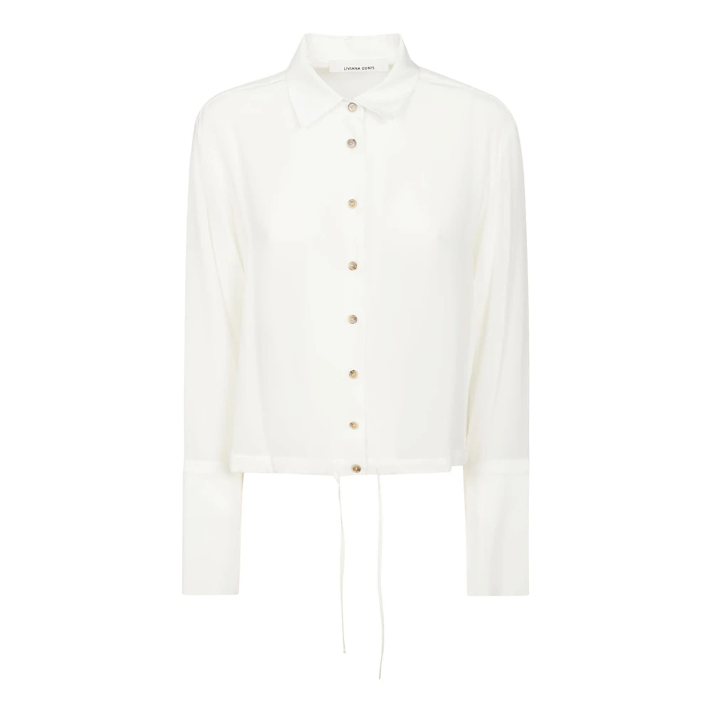 Liviana Conti Witte Blouse met Kraag en Gouden Knopen White Dames