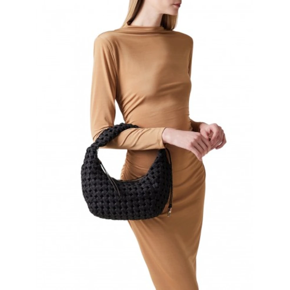 Borbonese Natuurlijk Zwart Geweven Nido Mini Tas Black Dames
