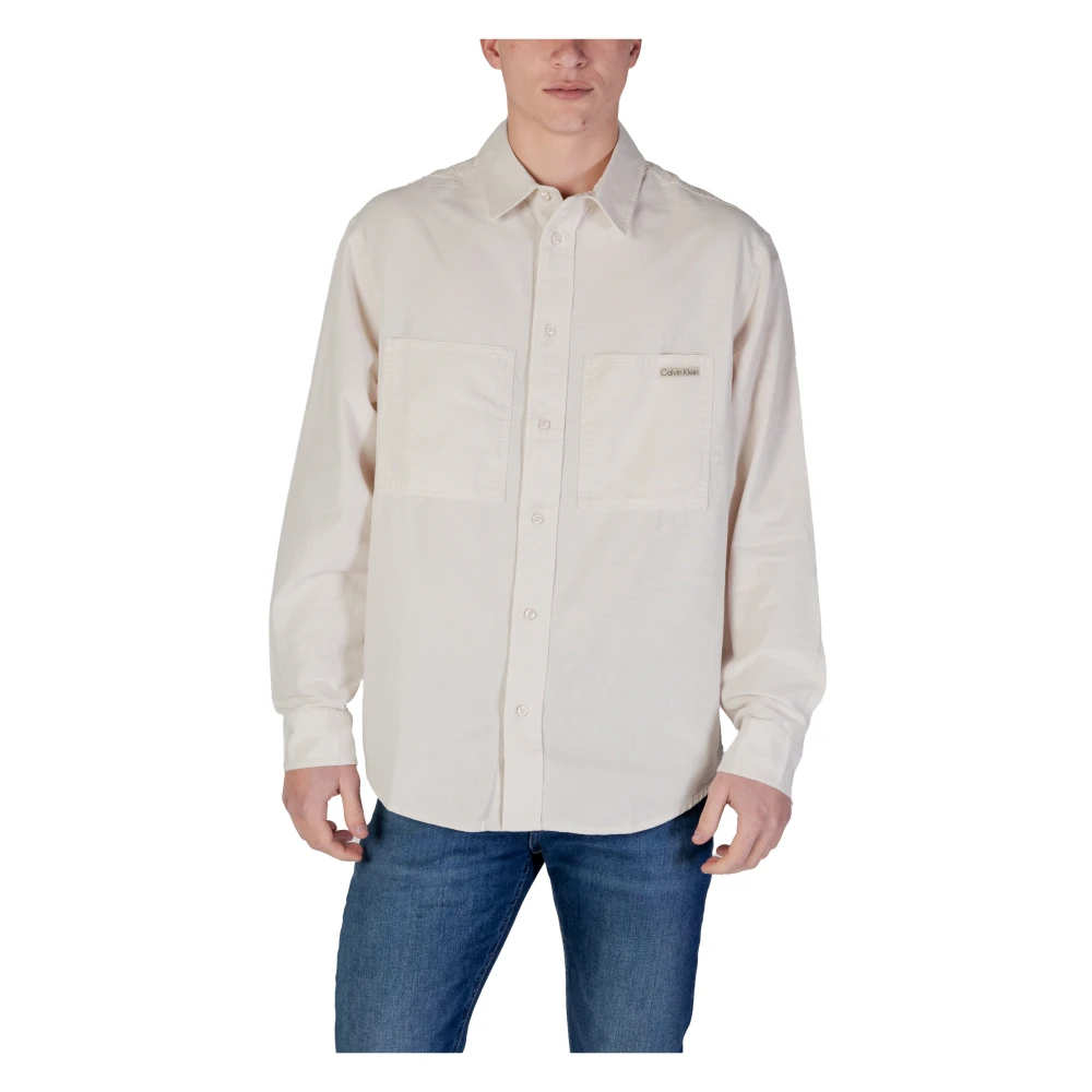 Calvin Klein Jeans Men's Beige Eco-Friendly Long Sleeve Shirt - Casual Shirts - L - Shirts