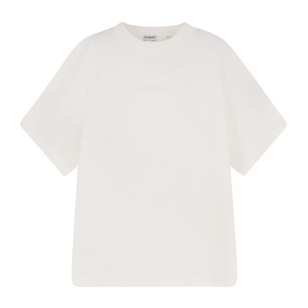 Burberry Men's White Check Label Cotton T-Shirt