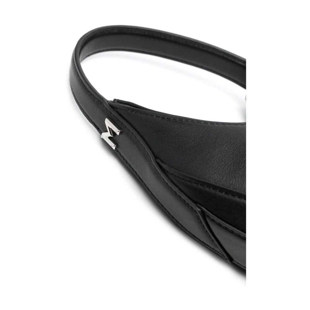 Mugler Zwarte Leren Curve-Edge Top Handtas Black Dames