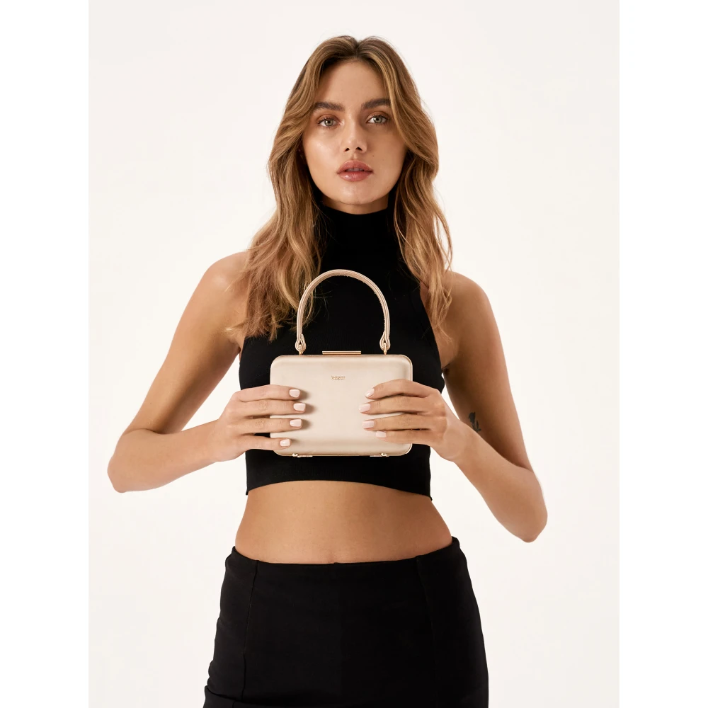 Kazar Stevige leren tas met een handvat en een ketting Beige Dames