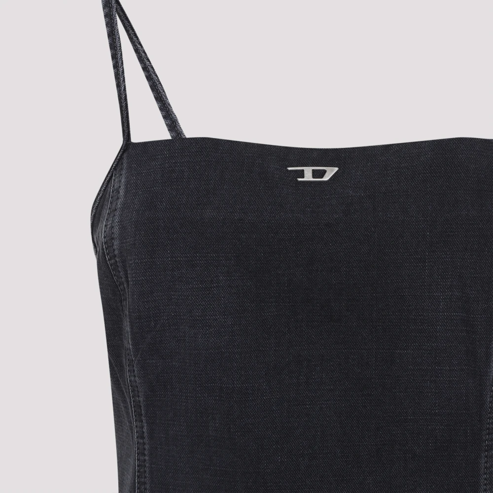 Diesel Zwarte Denim Top Blue Dames