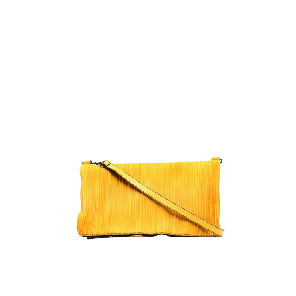 Numero 10 Glanzende Geplooide Pochette Yellow Dames
