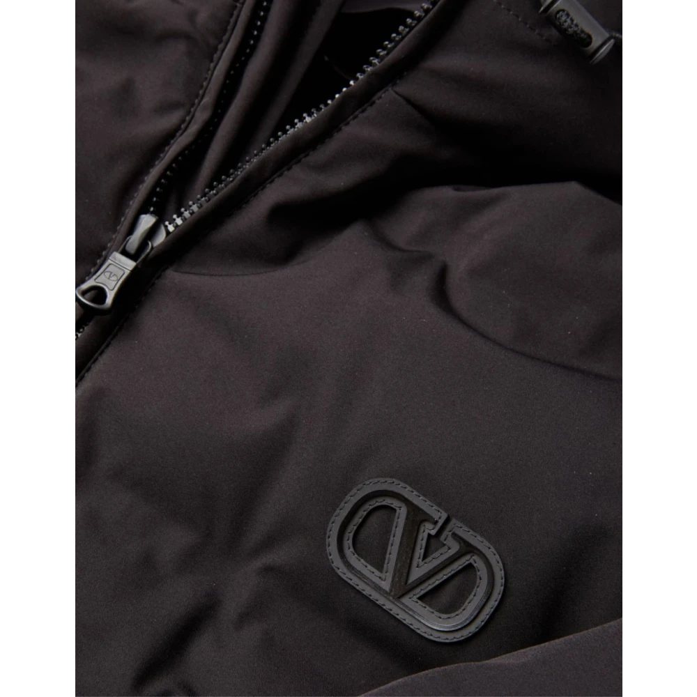 Valentino Garavani Zwarte VLogo Puffer Jas Ritssluiting Black Heren
