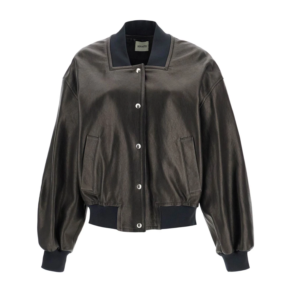 Khaite Nappa Leren Bomberjack Brown Dames