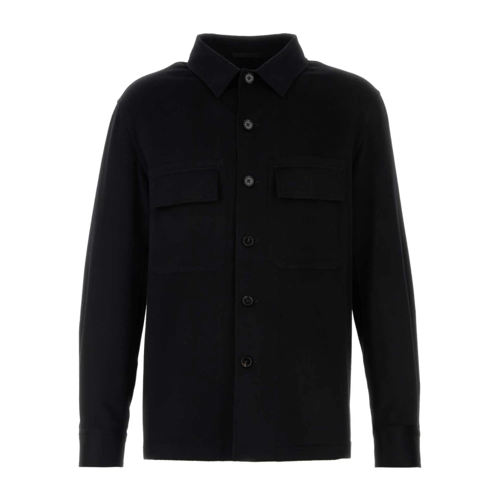 Z Zegna Luxe Zwarte Cashmere Shirt Heren Stijl Black Heren