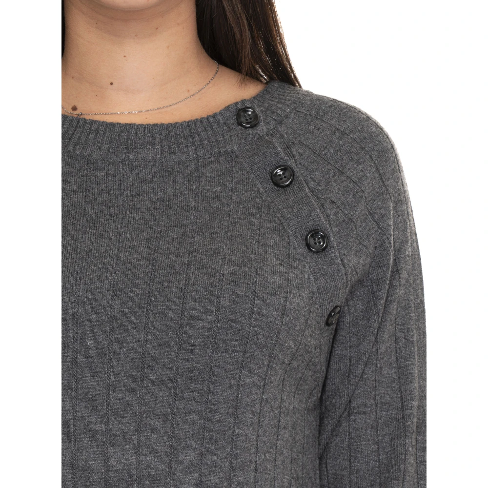 Pennyblack Sweaterjurk met Raglanmouwen en Knopen Gray Dames